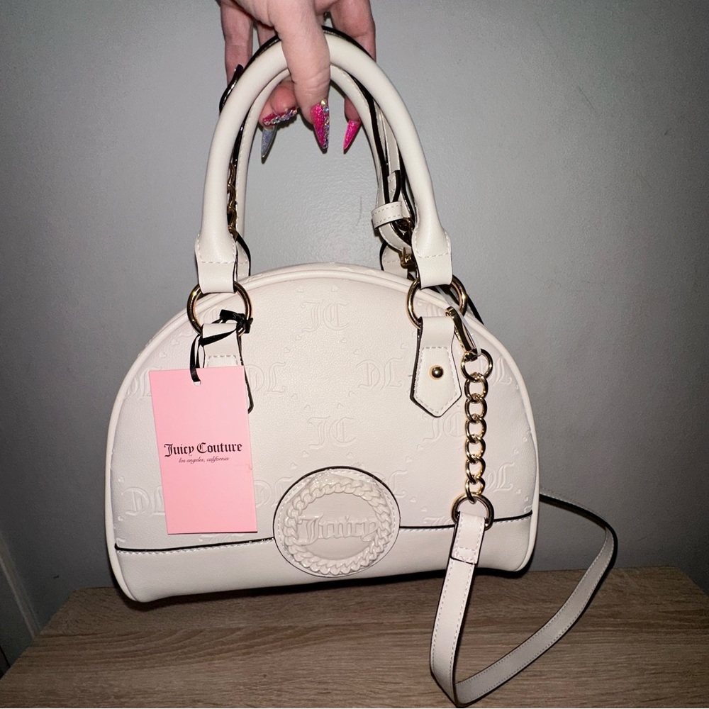 NWT Juicy Couture "Stay in Circle" Cream Bowler Satchel Bag Y2K